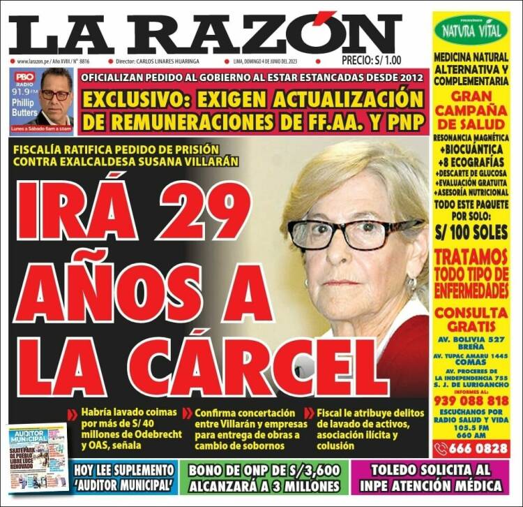 Portada de La Razón (Peru)