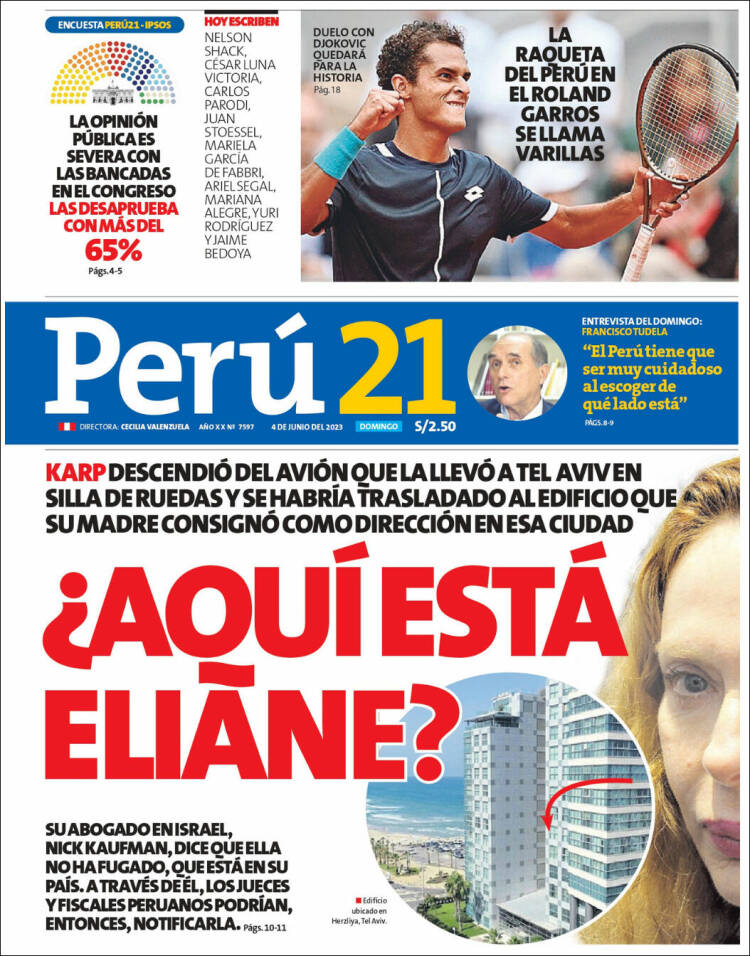 Portada de Perú 21 (Peru)