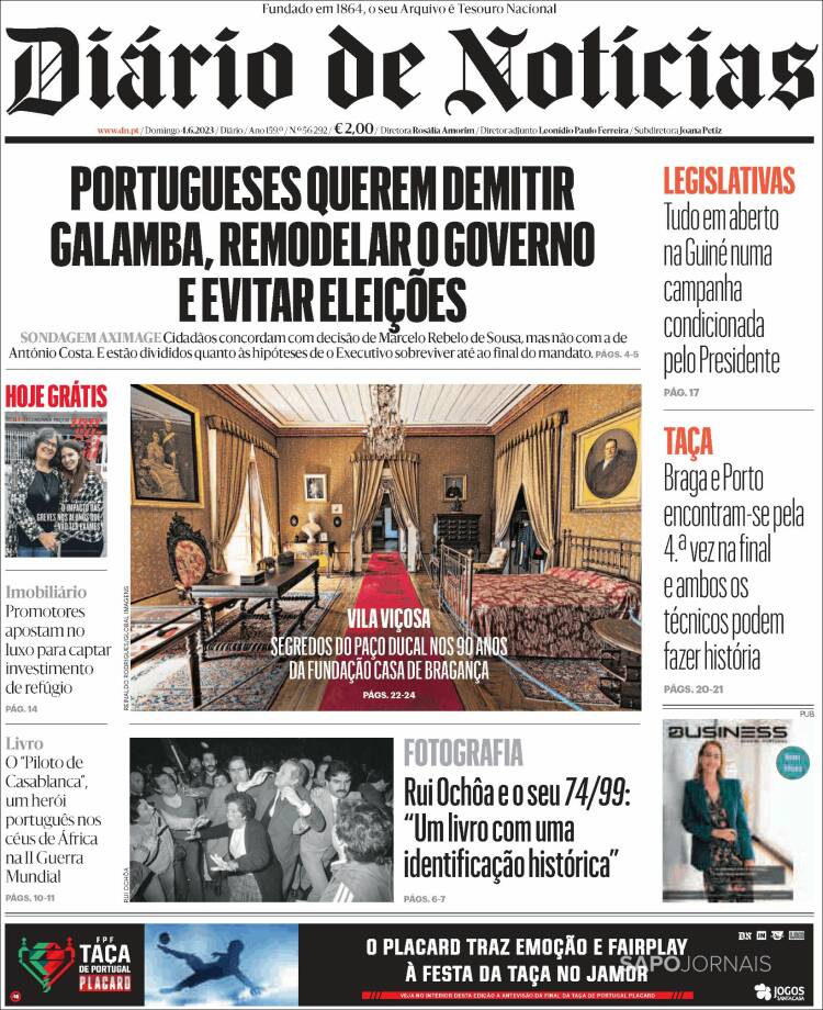 Portada de Diário de Noticias (Portugal)