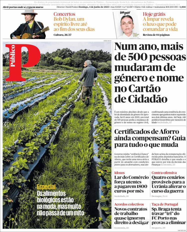 Portada de Público (Portugal)