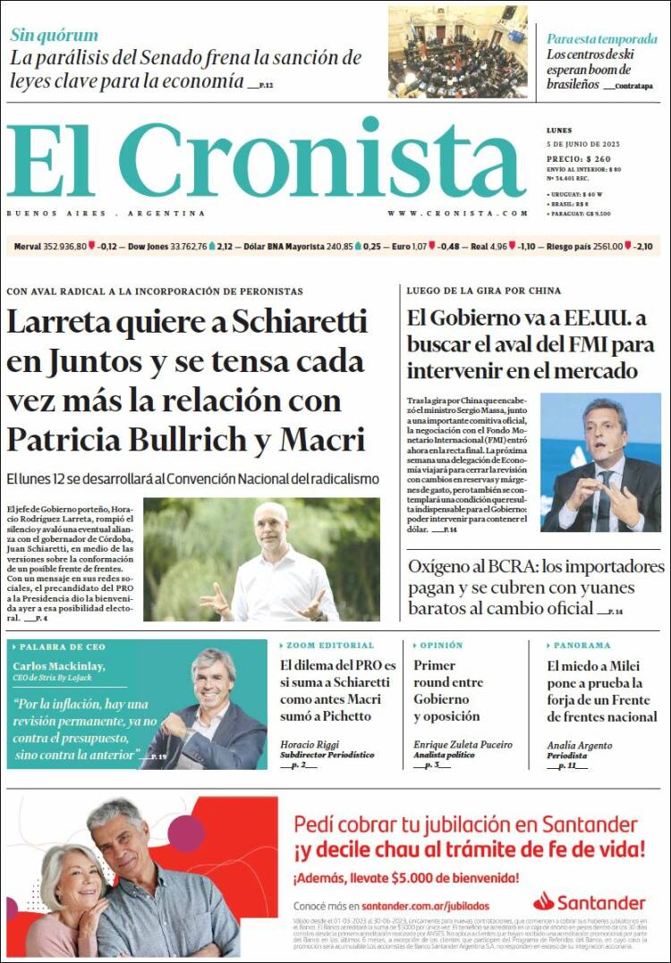 Portada de El Cronista Comercial (Argentina)