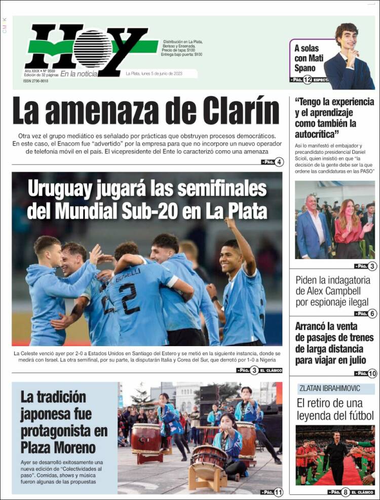 Portada de Diario Hoy (Argentina)