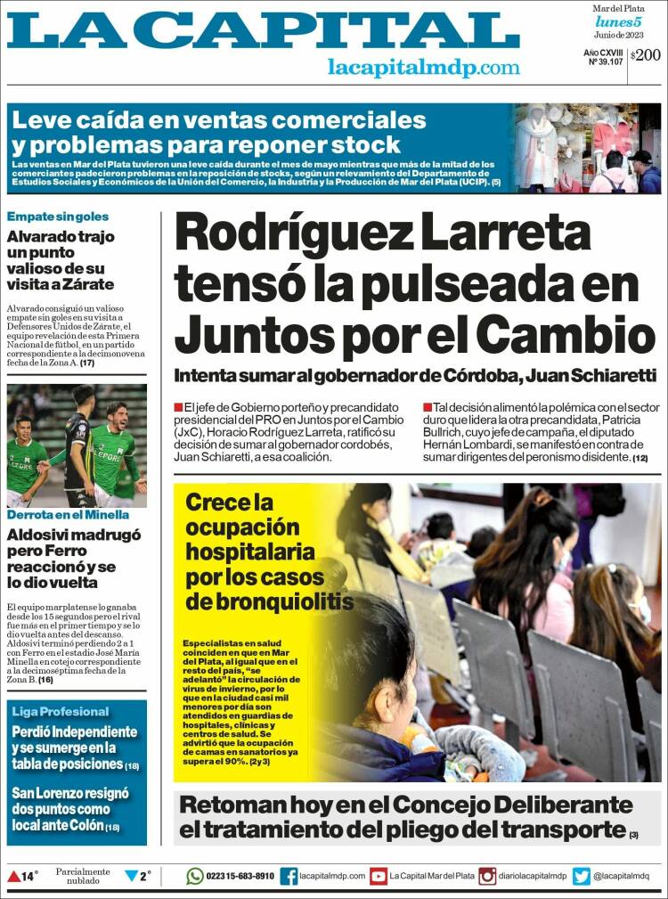 Portada de Diario La Capital - Mar del Plata (Argentina)