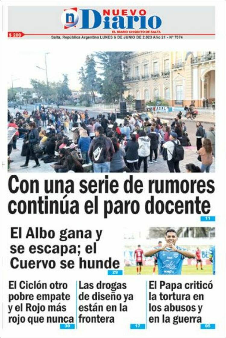 Portada de Nuevo Diario de Salta (Argentina)