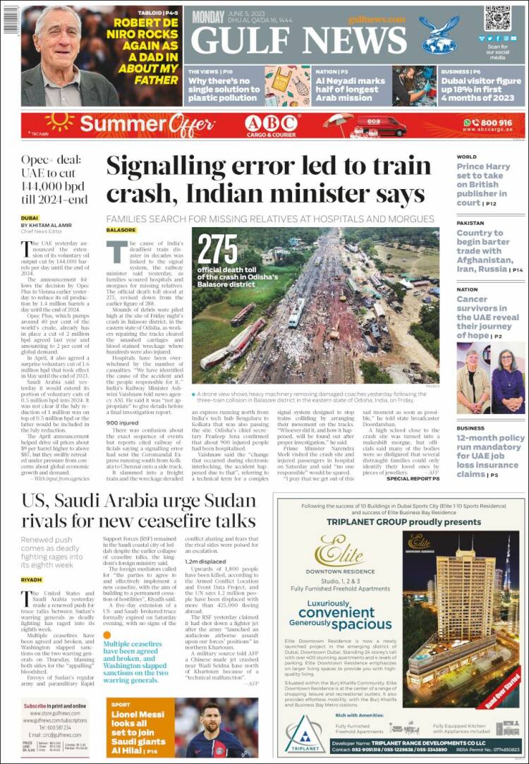 Portada de Gulf News (Asia-Pacific)