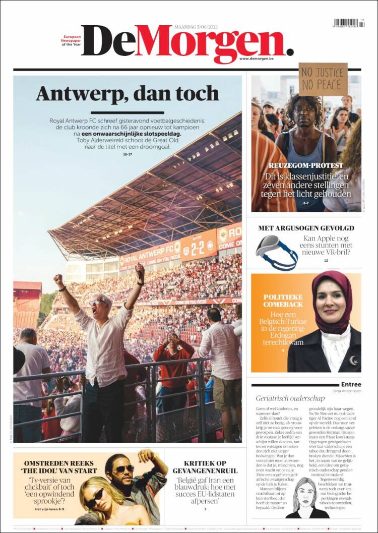 Portada de De Morgen (B&eacute;lgica)