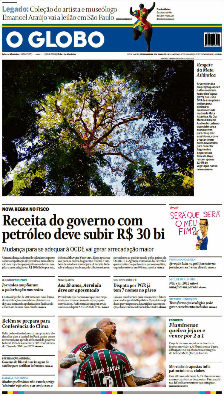 Portada de O Globo (Brasil)