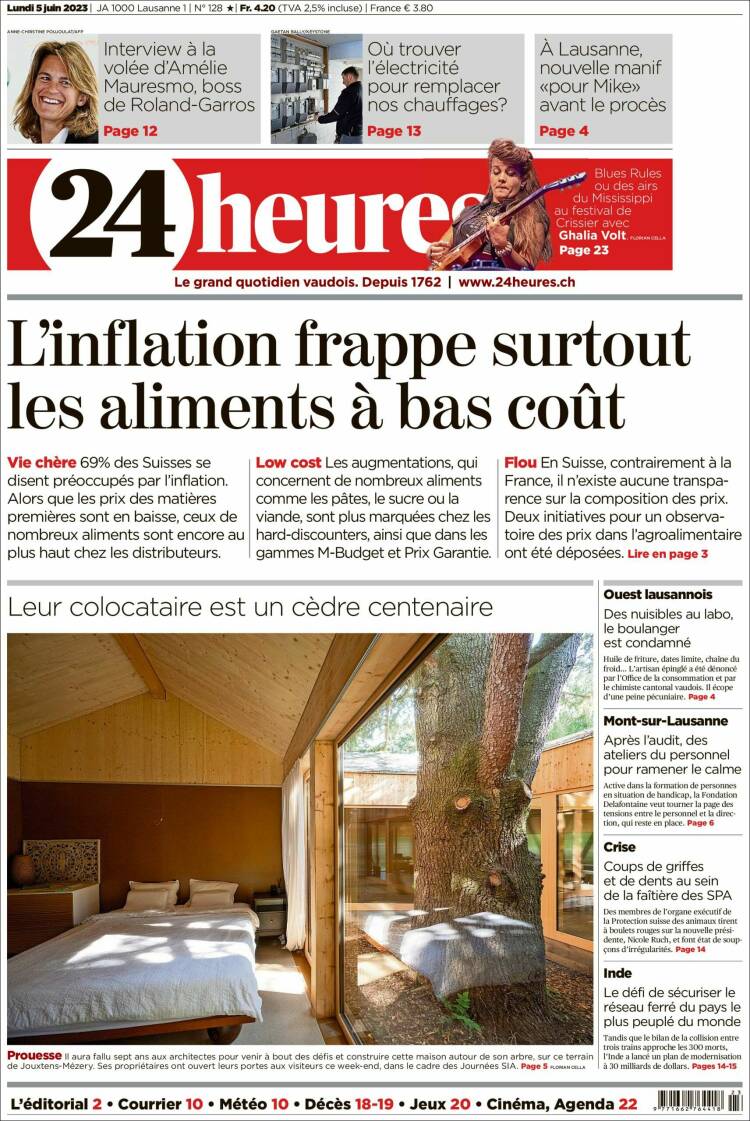 Portada de 24 Heures (Suiza)