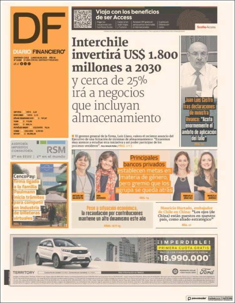 Portada de Diario Financiero (Chile)