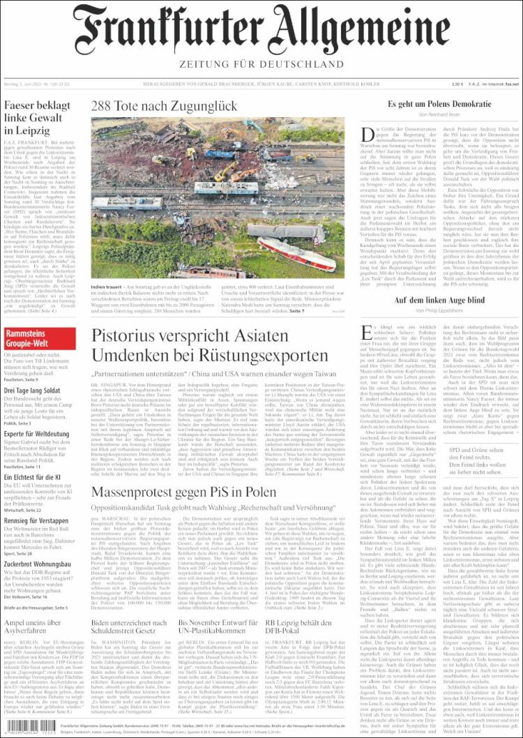 Portada de Frankfurter Allgemeine (Alemania)