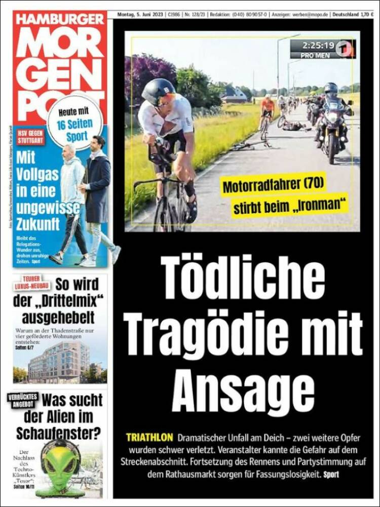 Portada de Hamburger Morgenpost  (Alemania)