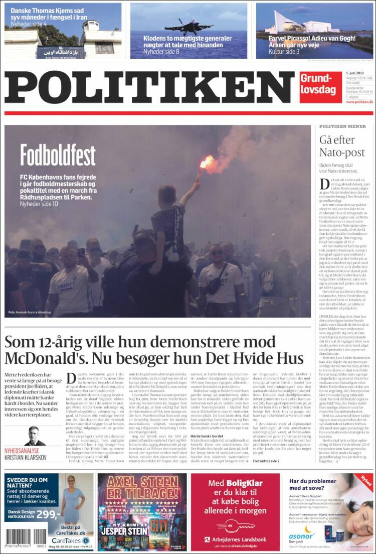 Portada de Politiken (Dinamarca)