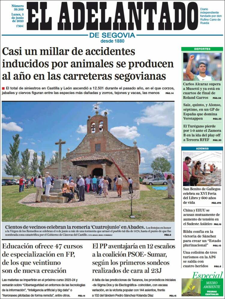 Portada de El Adelantado de Segovia (España)