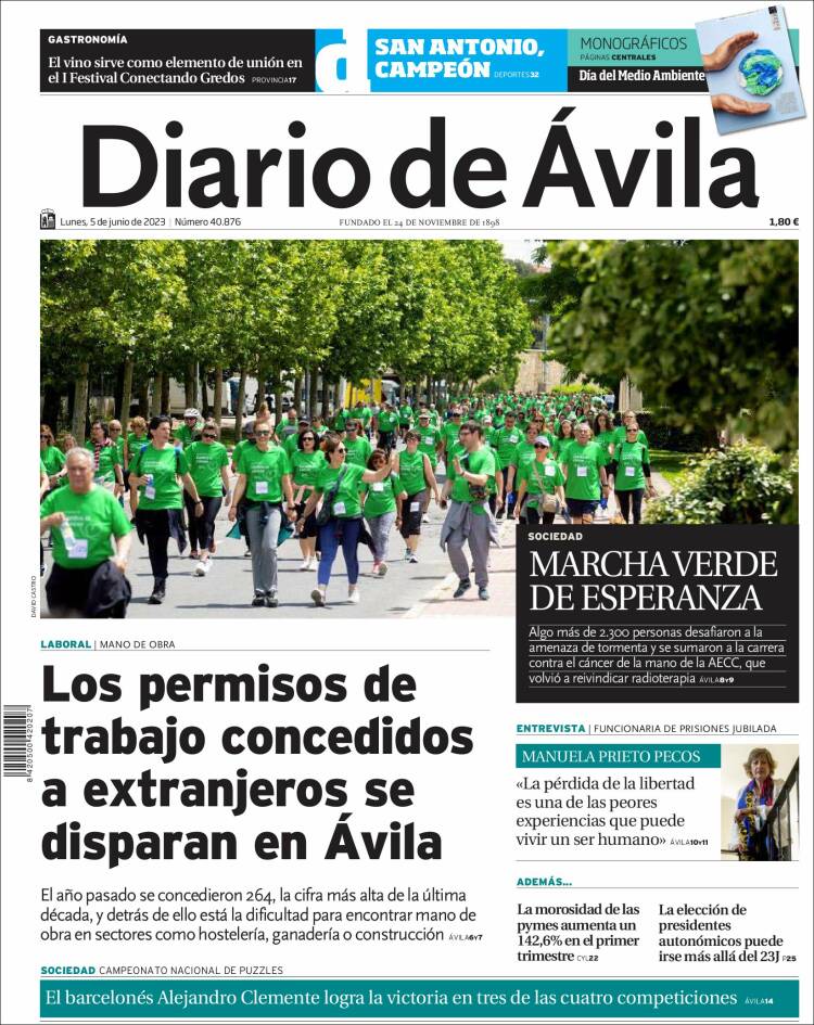 Portada de Diario de Ávila (España)