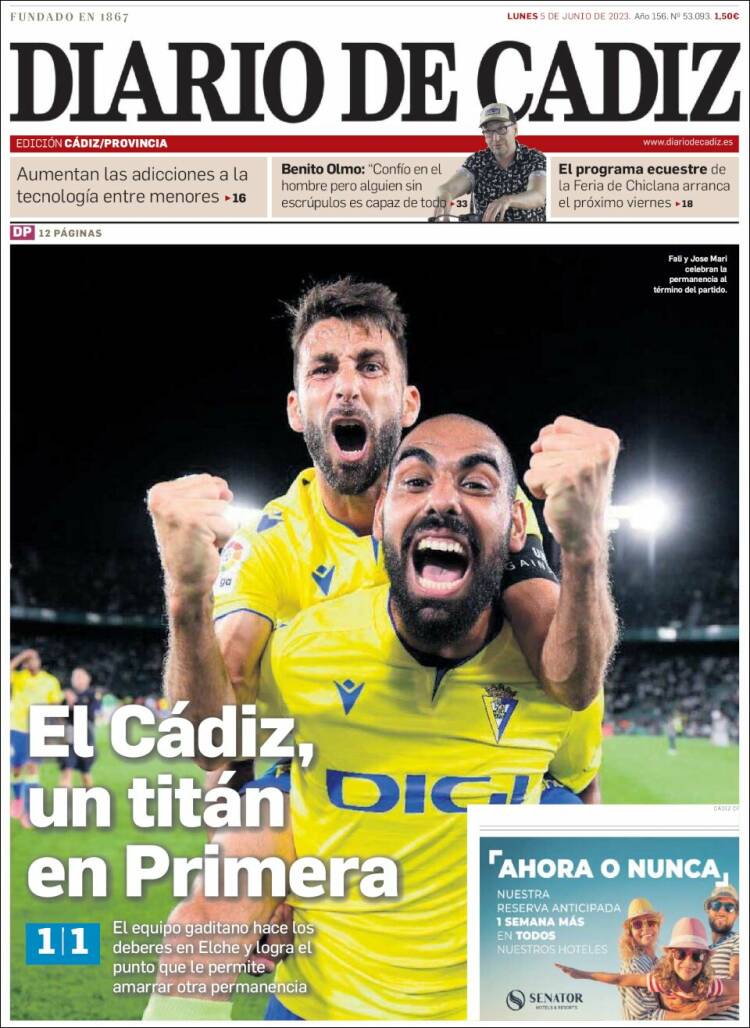 Portada de Diario de Cádiz (España)