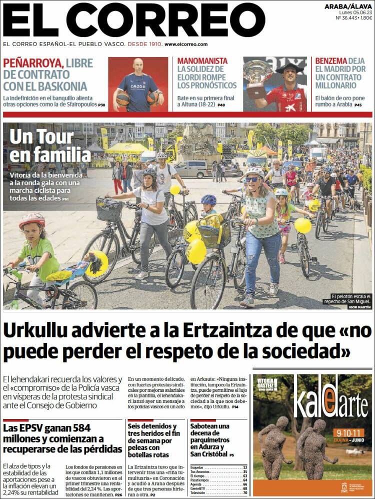 Portada de El Correo - Álava (España)