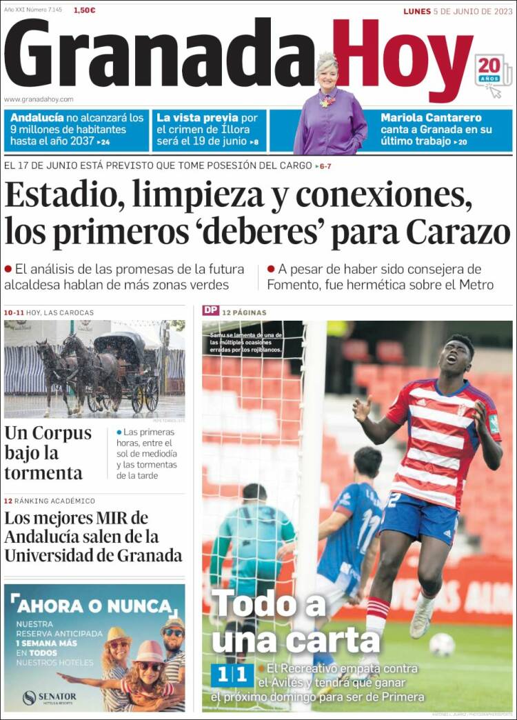 Portada de Granada Hoy (España)