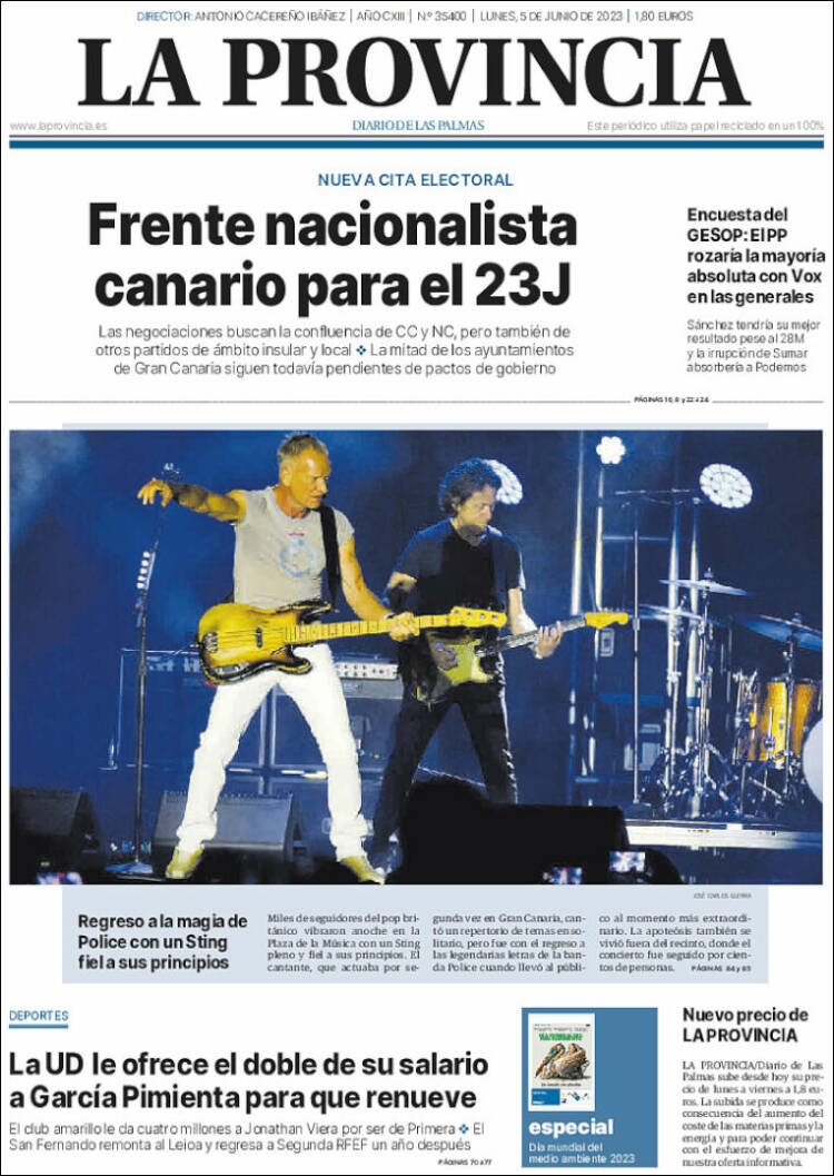 Portada de La Provincia (España)