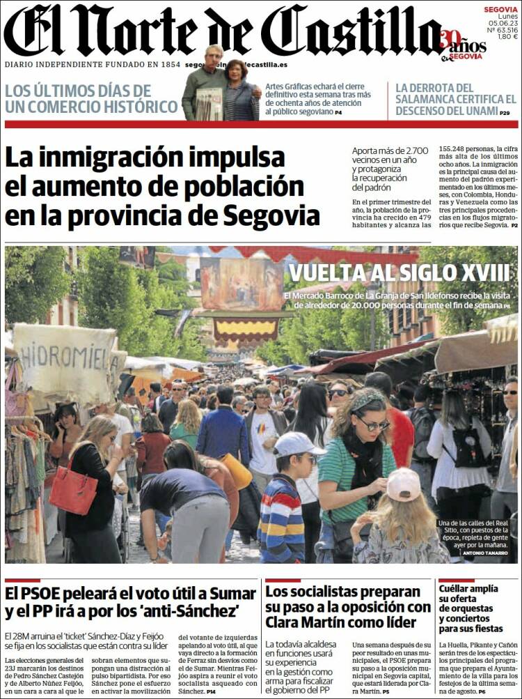 Portada de Norte de Castilla - Segovia (España)