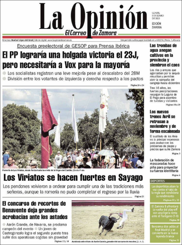 Portada de La Opinión - El Correo de Zamora (España)