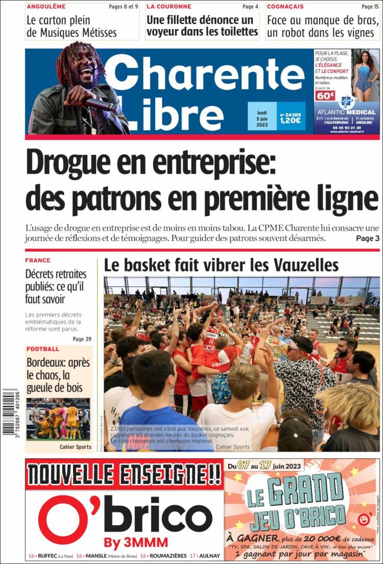Portada de Charente Libre (Francia)