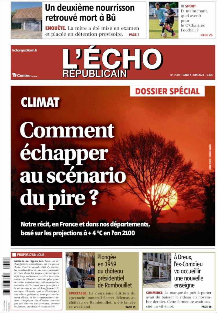 Portada de L'Echo Républicain (Francia)