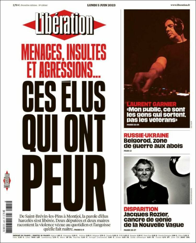 Portada de Libération (Francia)