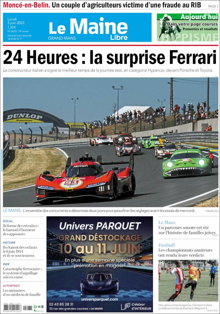 Portada de Le Maine Libre (Francia)