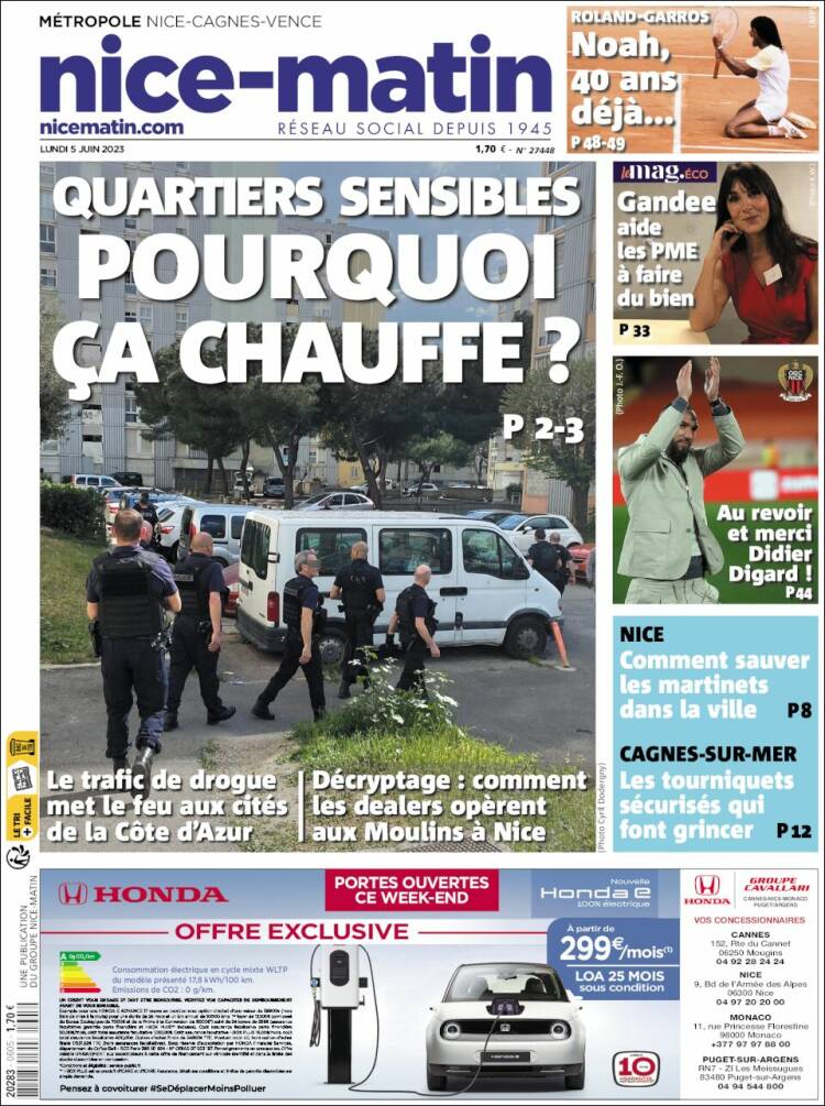 Portada de Nice-Matin (Francia)