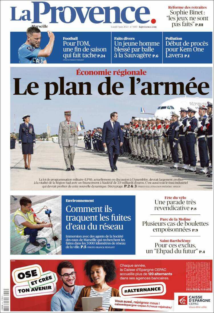 Portada de La Provence (Francia)