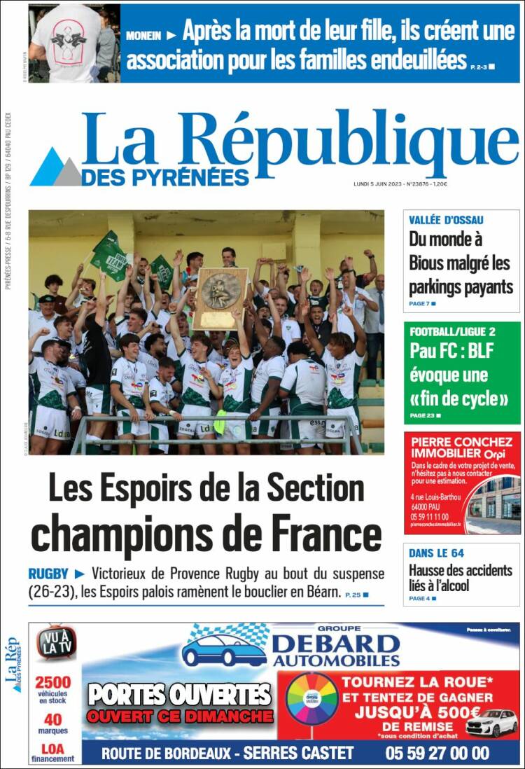 Portada de La République des Pyrénées (Francia)