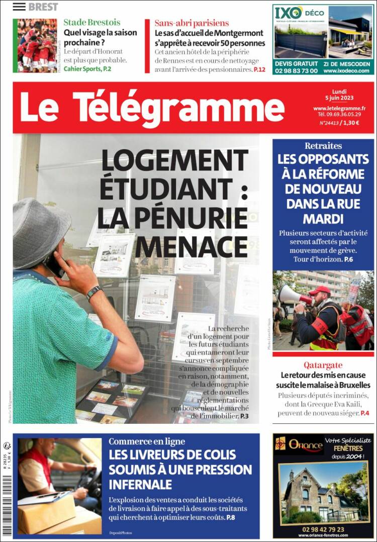 Portada de Télégramme (Francia)