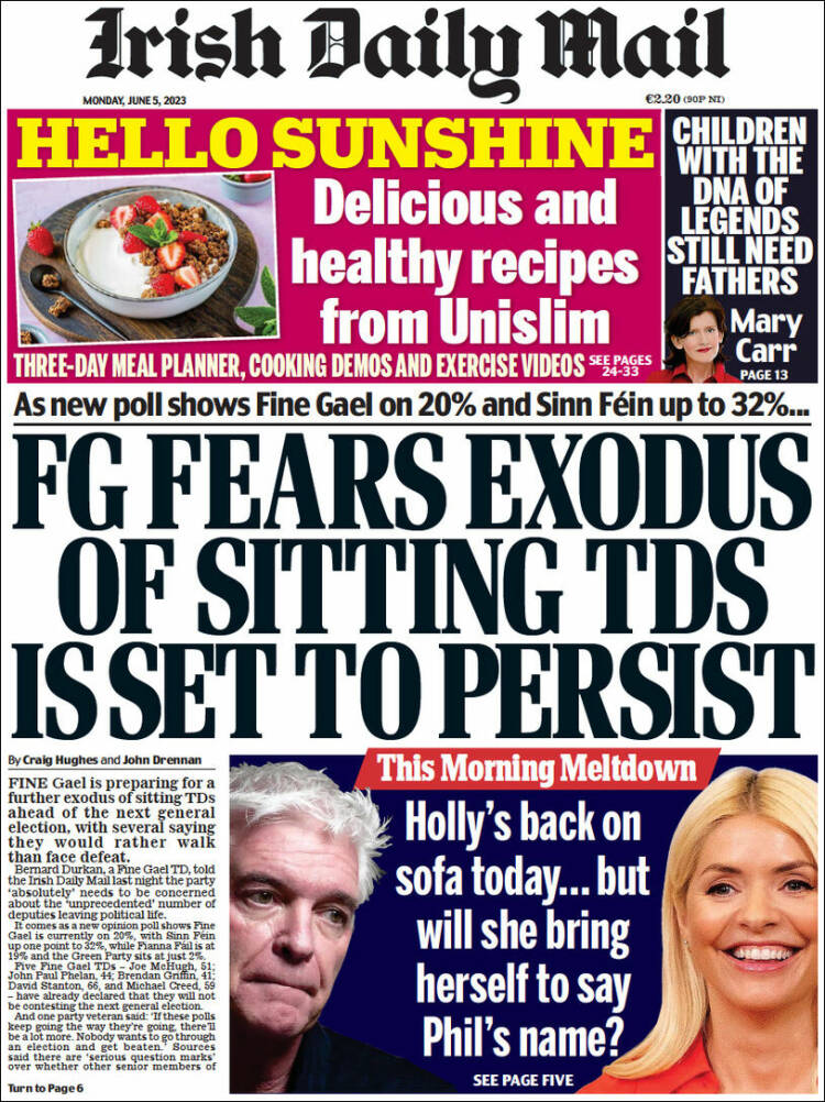 Portada de Irish Daily Mail (Irlanda)