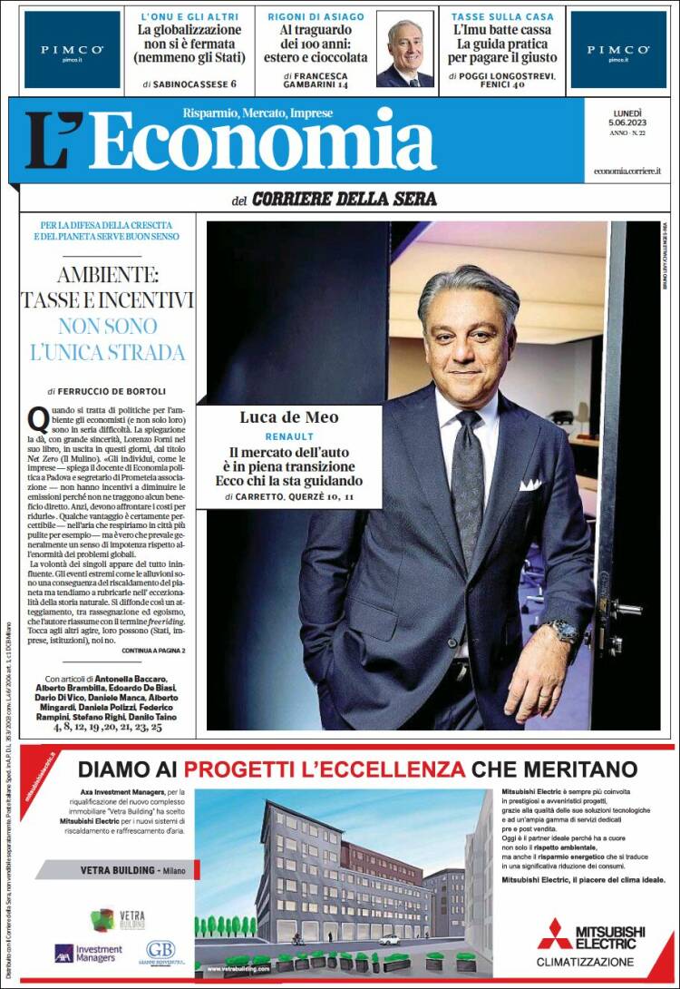 Portada de L'Economia (Italia)