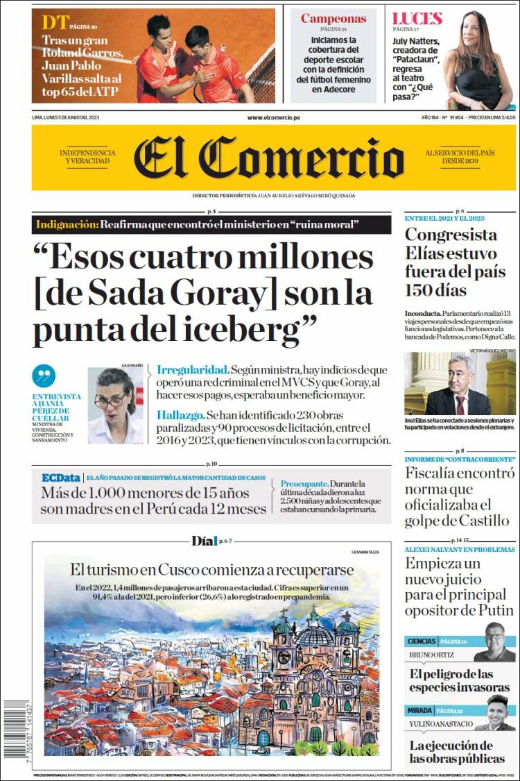 Portada de El Comercio (Perú)