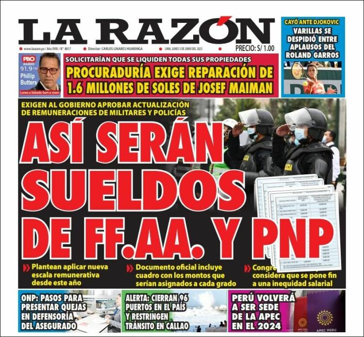 Portada de La Razón (Perú)