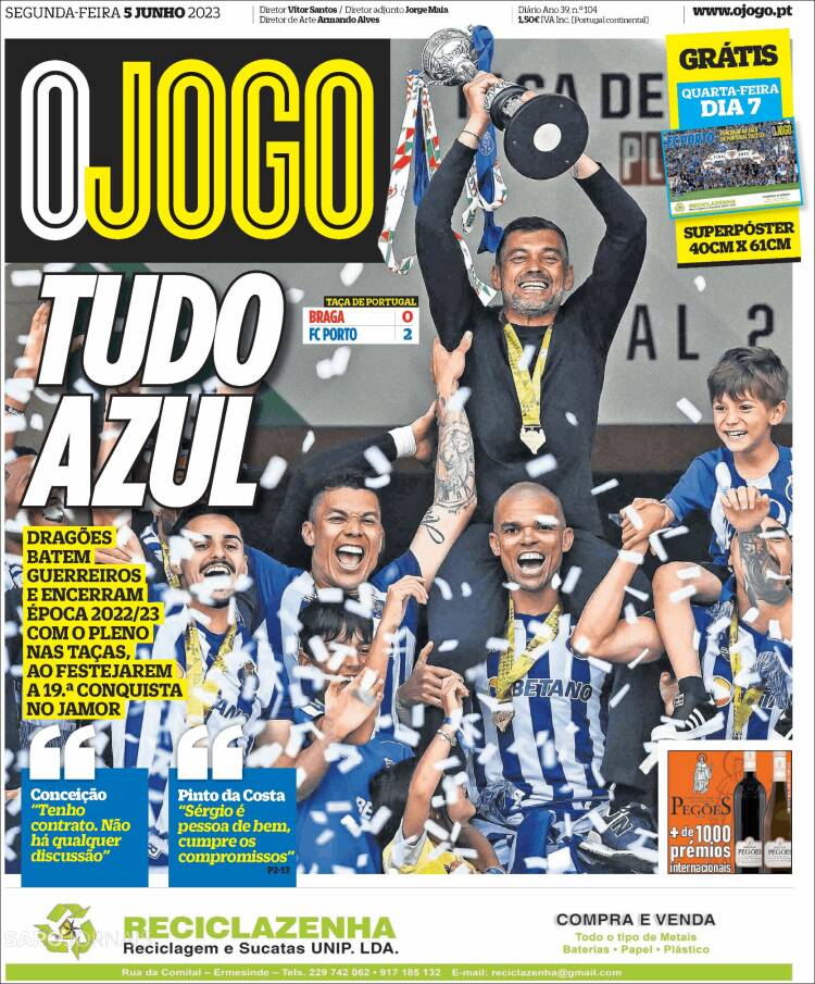 Portada de O Jogo (Portugal)