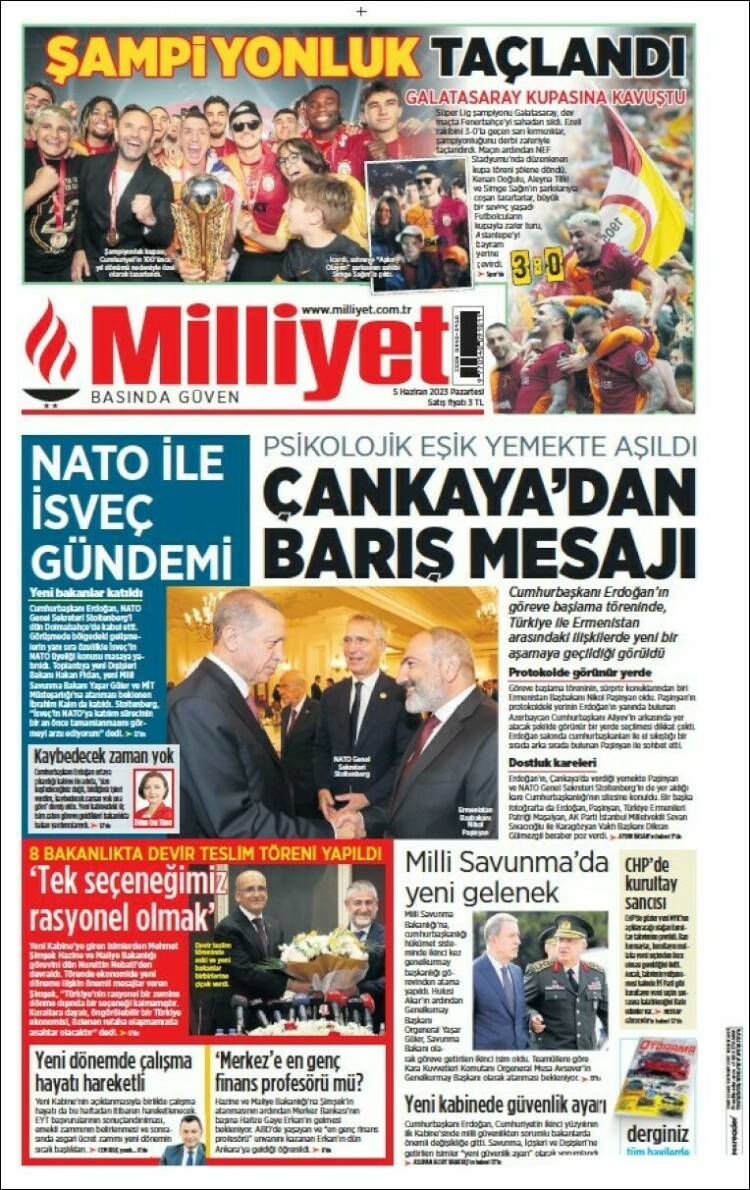 Portada de Milliyet (Turqu&iacute;a)