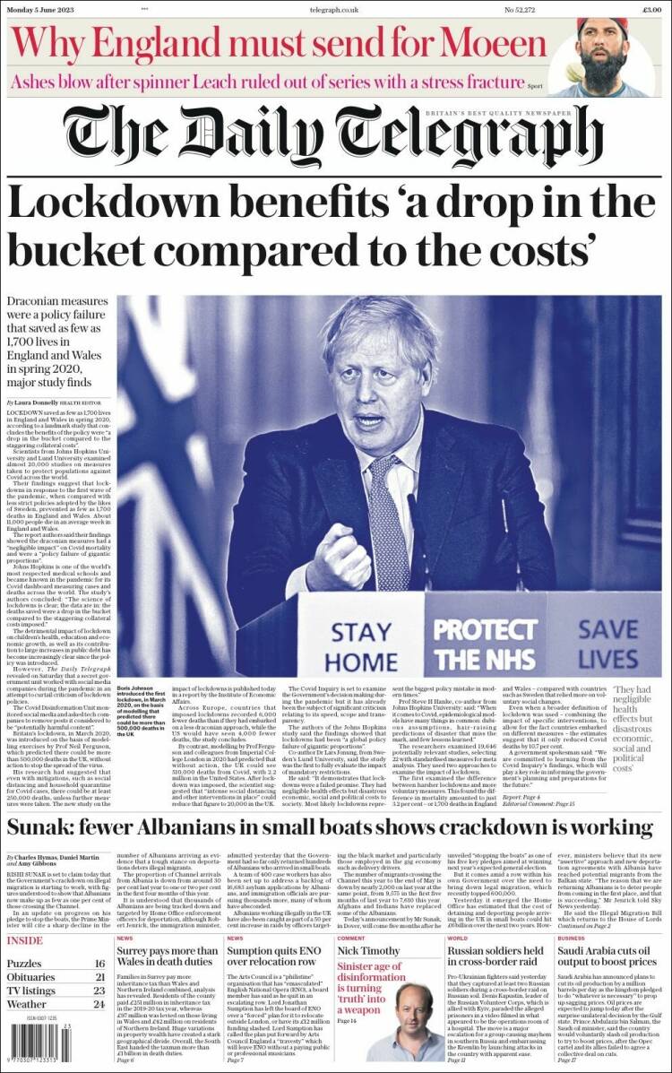 Portada de Daily Telegraph (United Kingdom)