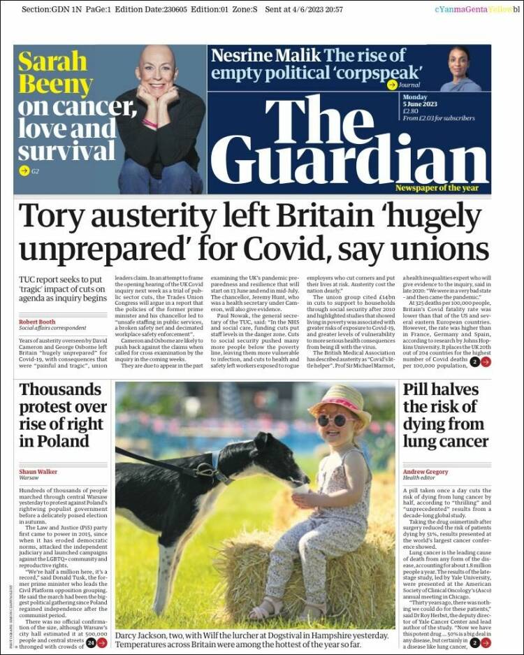 Portada de The Guardian (United Kingdom)