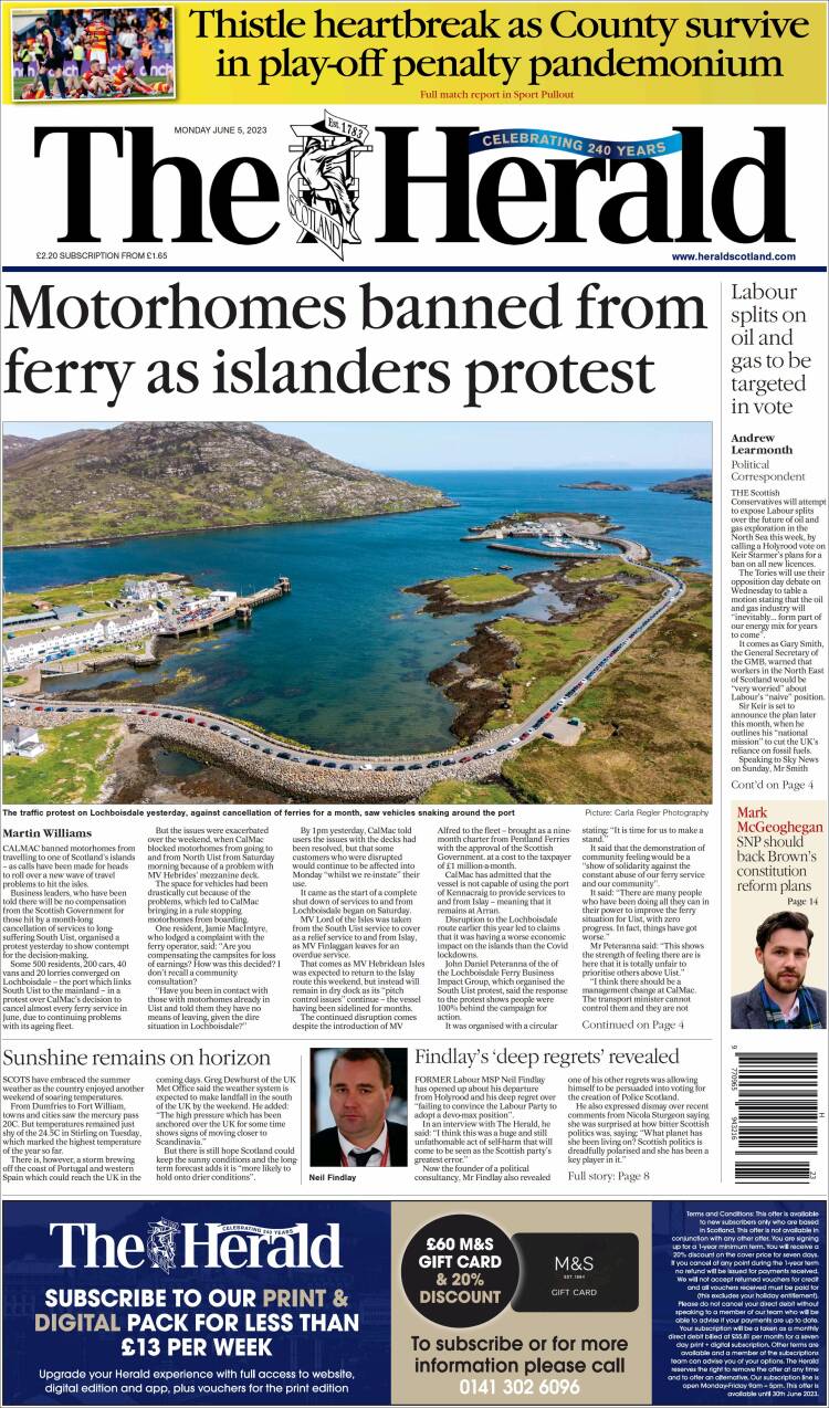 Portada de The Herald (United Kingdom)