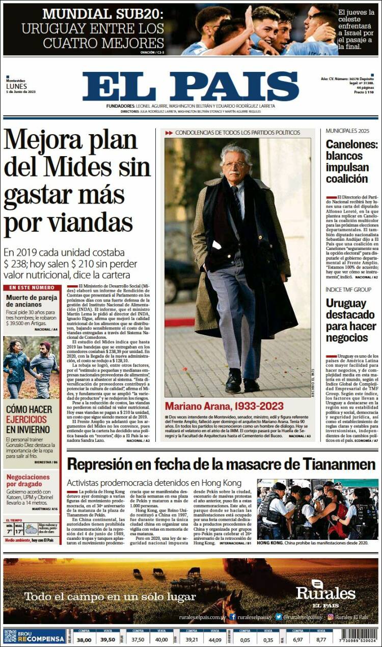 Portada de El País (Uruguay)
