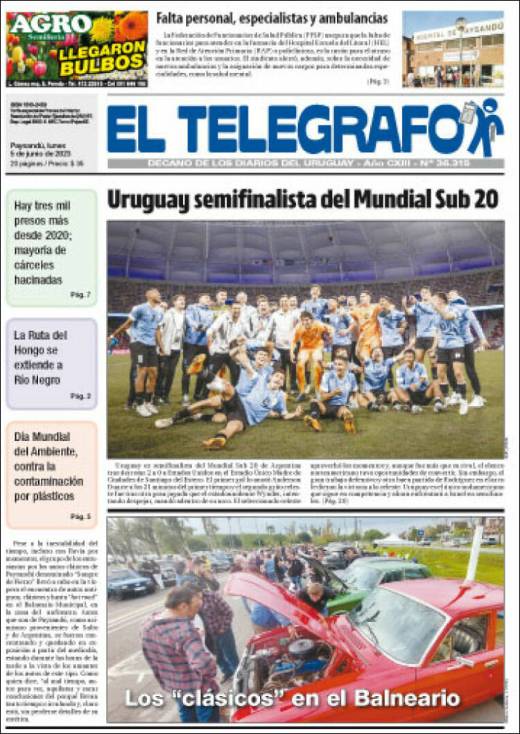 Portada de El Telégrafo (Uruguay)