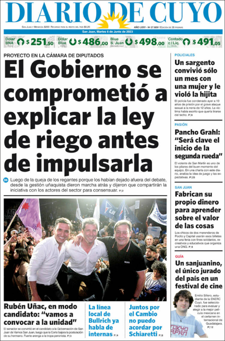 Portada de Diario de Cuyo (Argentina)