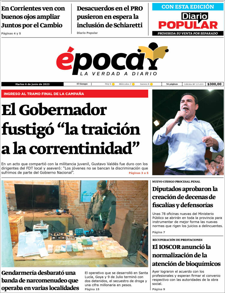 Portada de Diario Época (Argentina)