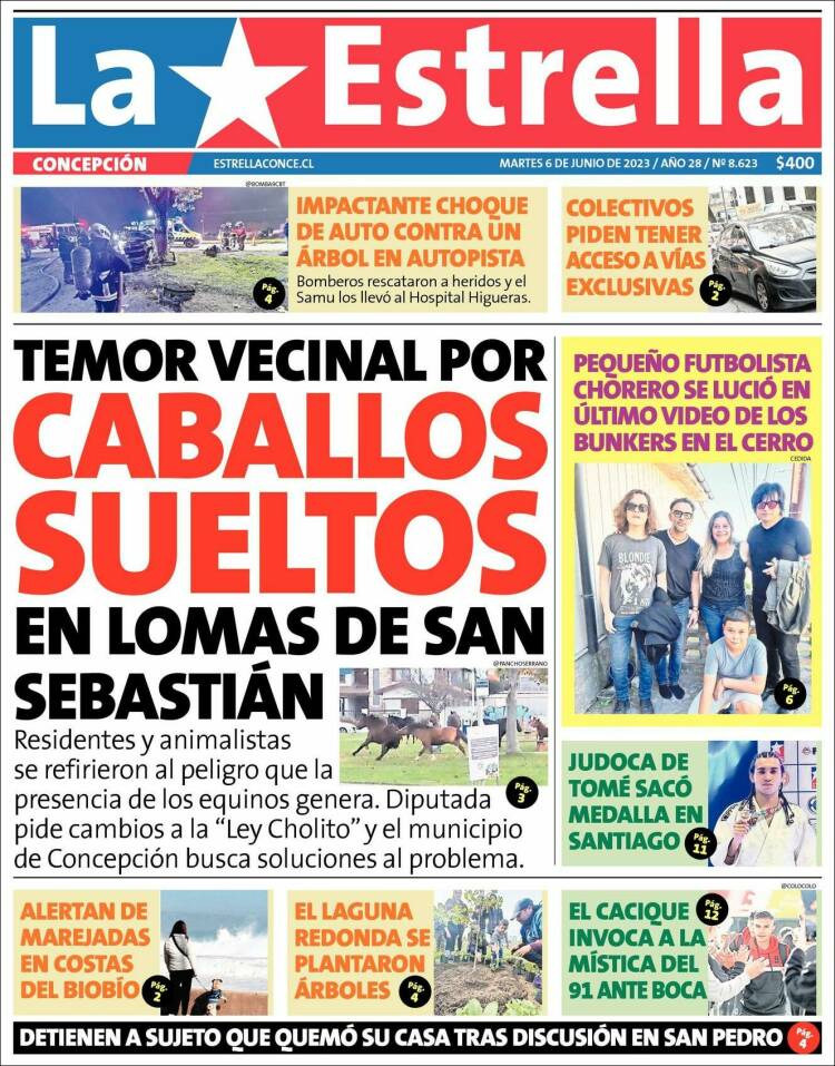 Portada de La Estrella de Concepción (Chile)
