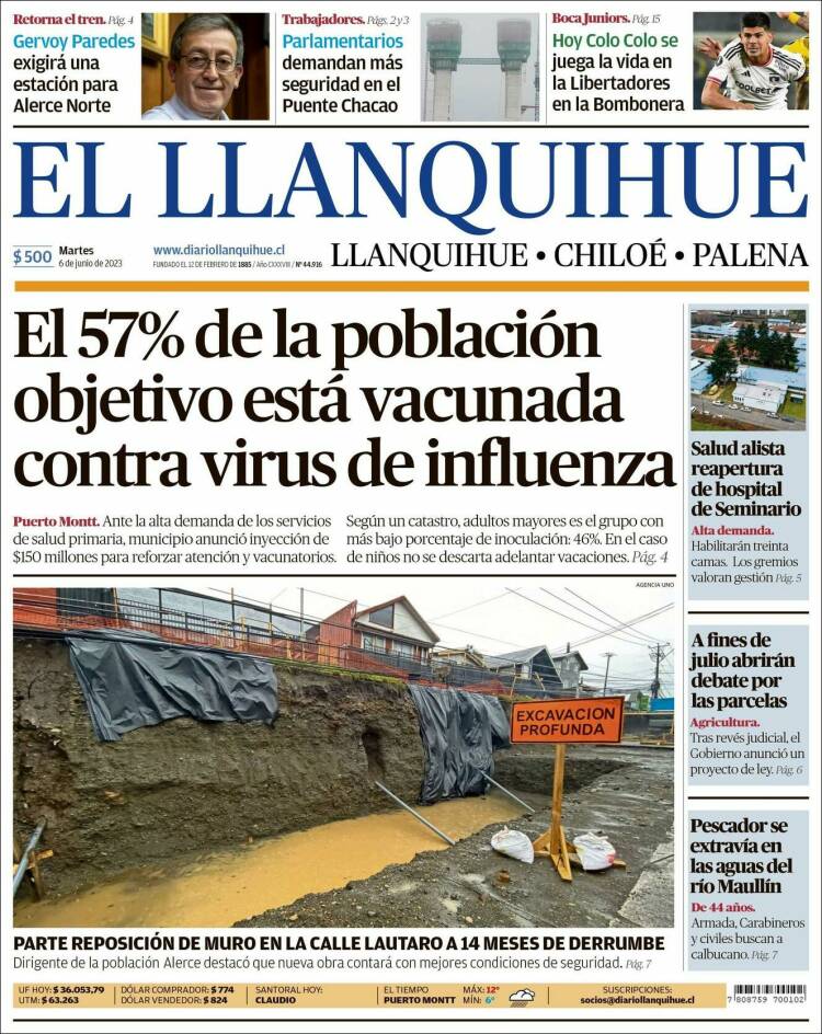 Portada de El Llanquihue (Chile)