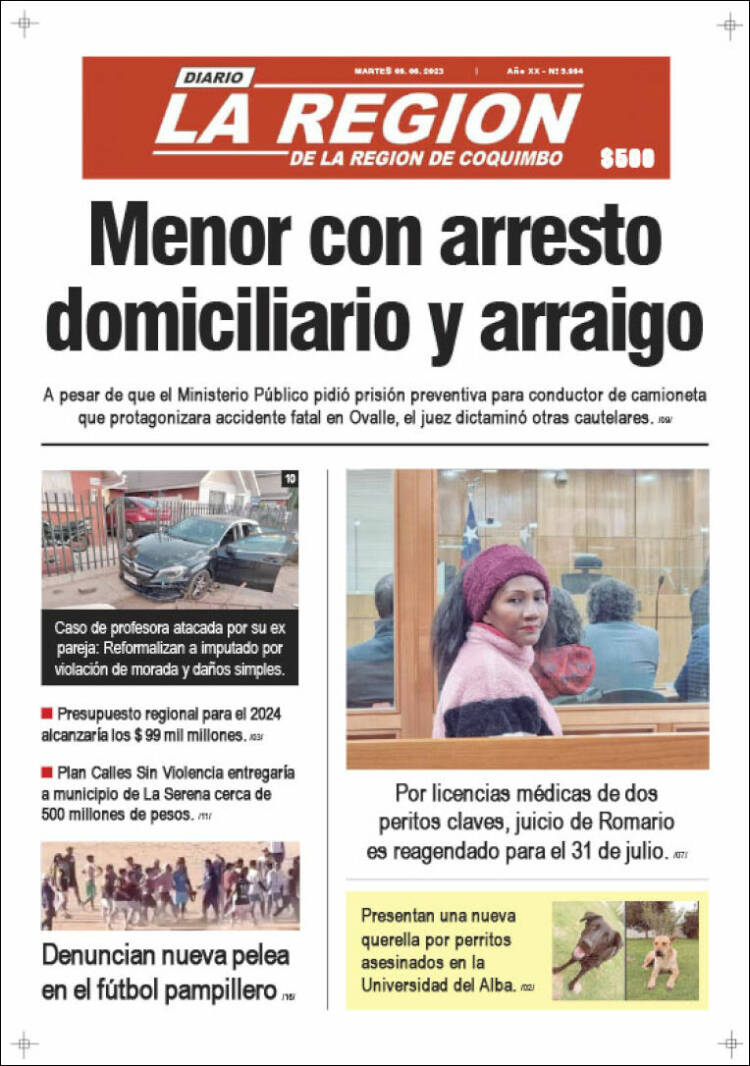 Portada de Diario La Región de Coquimbo (Chile)