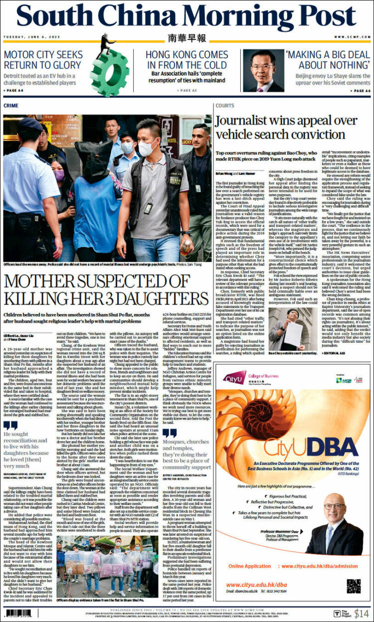 Portada de South China Morning Post (China)