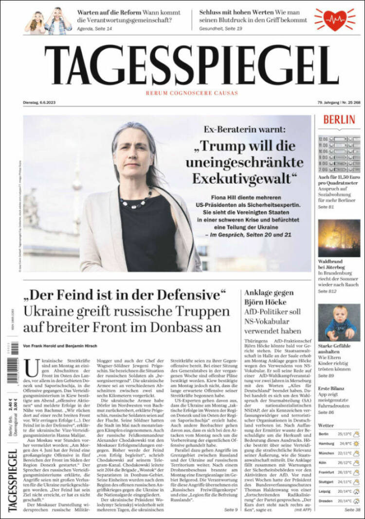 Portada de Der Tagesspiegel (Germany)